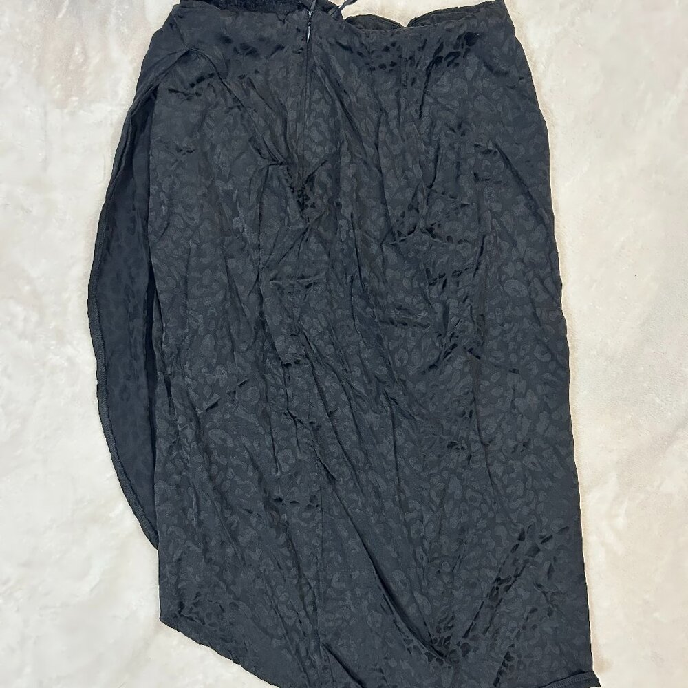 Black Leopard Print Metallic Skirt Hi Low Bohme Medium Women - Picture 3 of 8